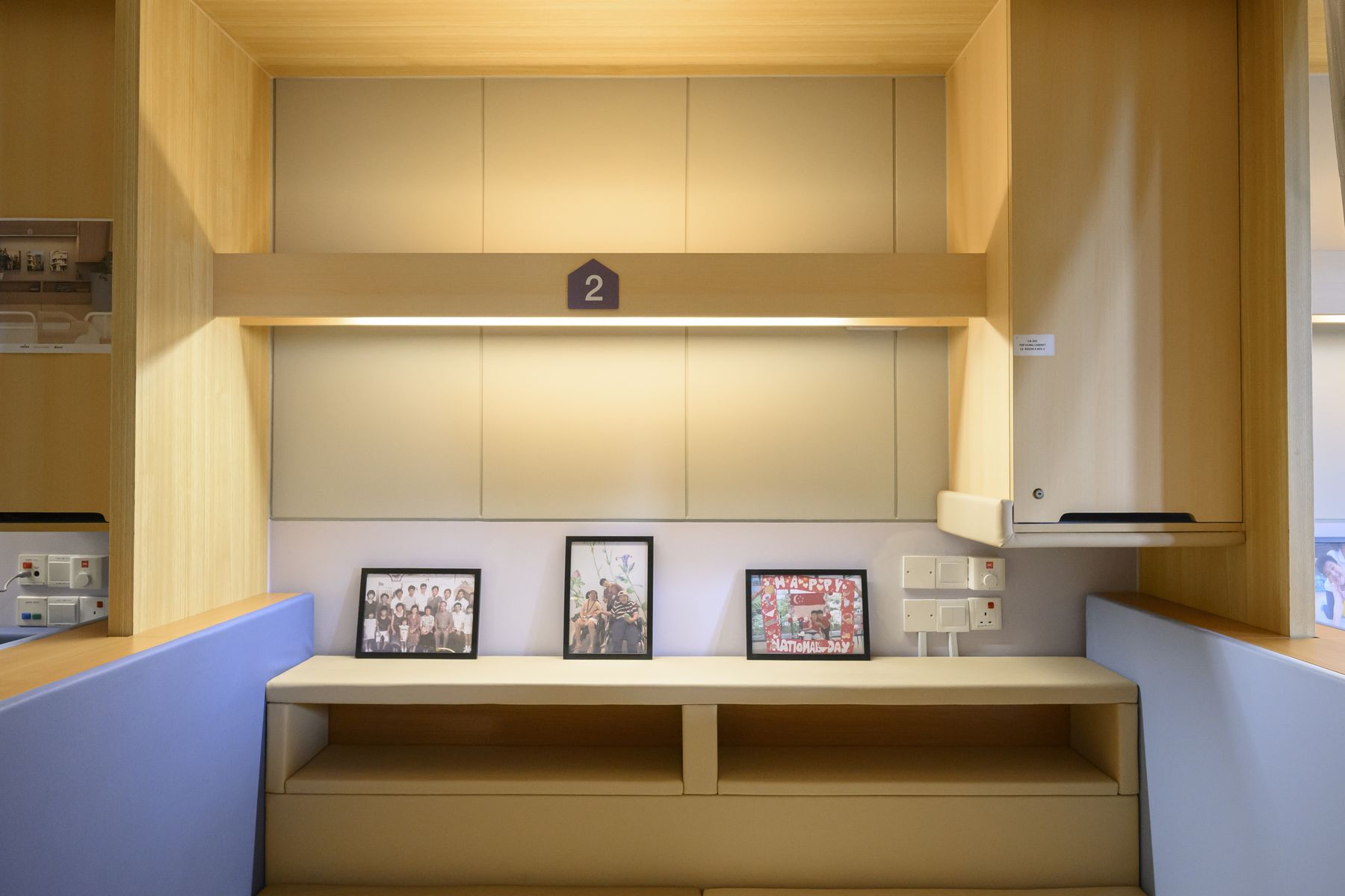 A bay with a low shelf for personal photos