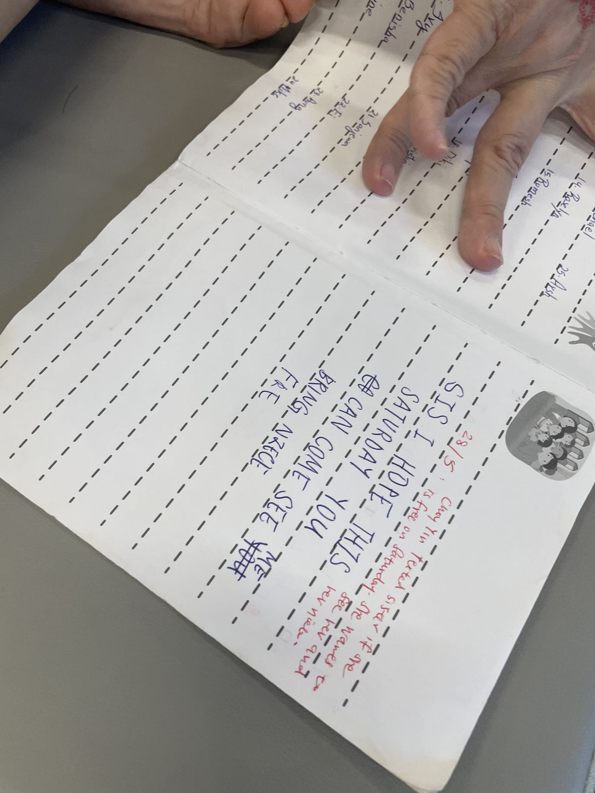 A resident’s handwritten notes in a notebook