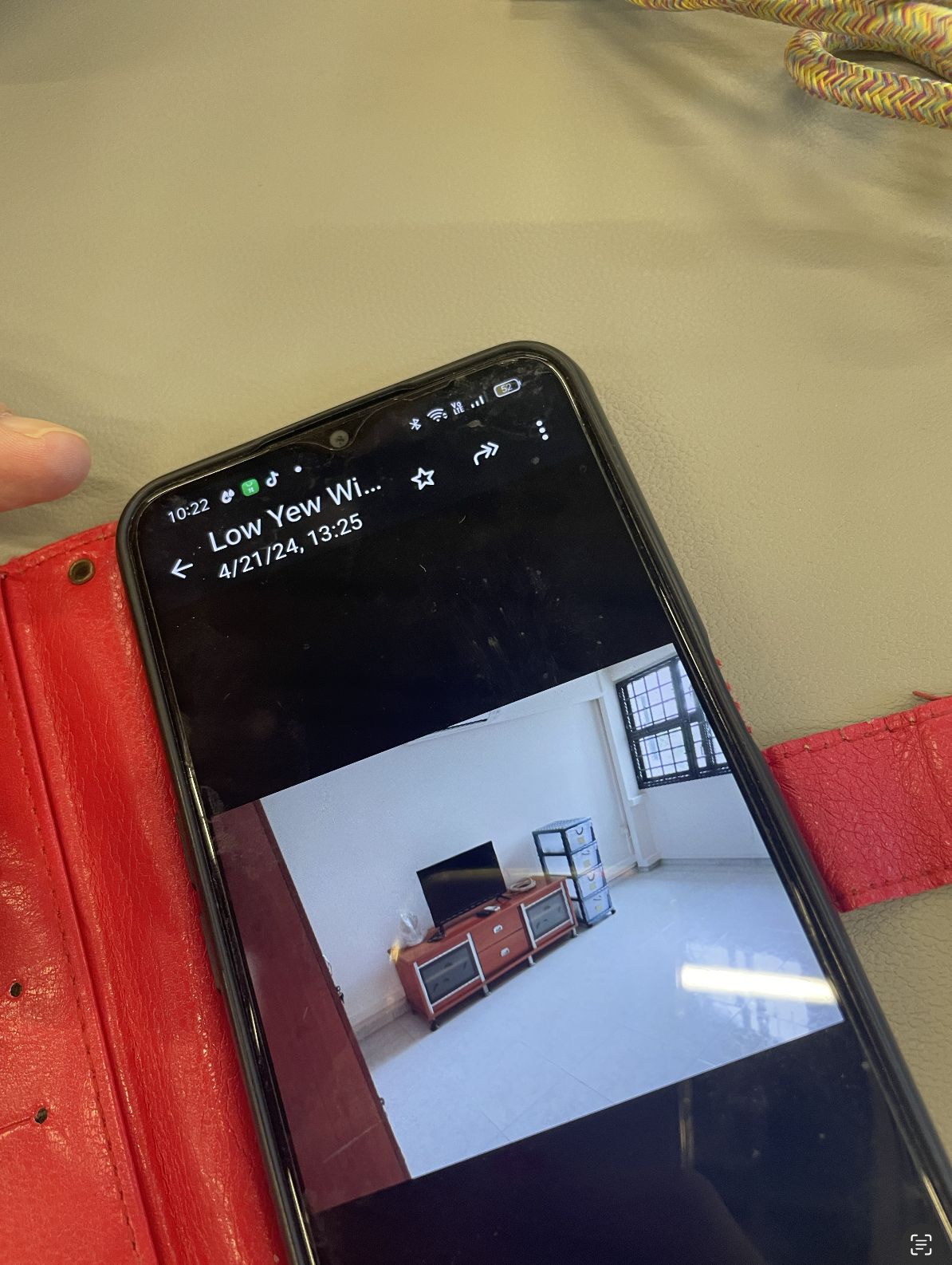 A phone photo of a resident’s bedroom at home